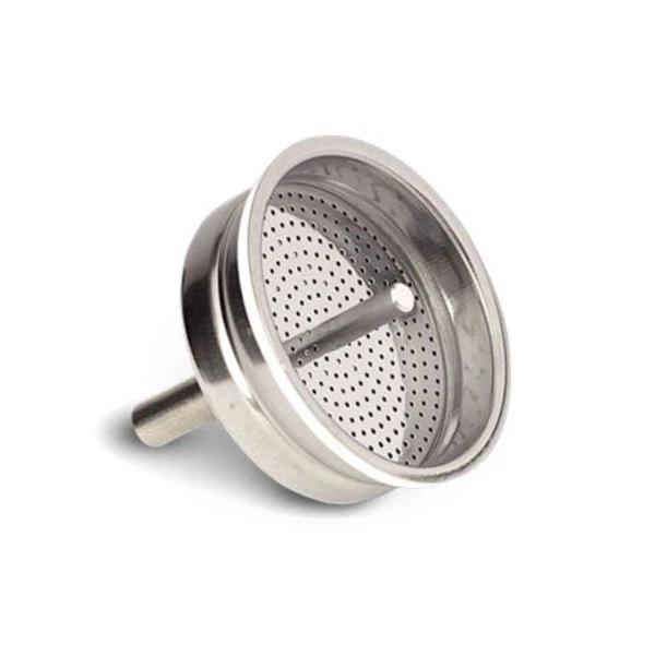 A stainless steel Bialetti moka pot funnel