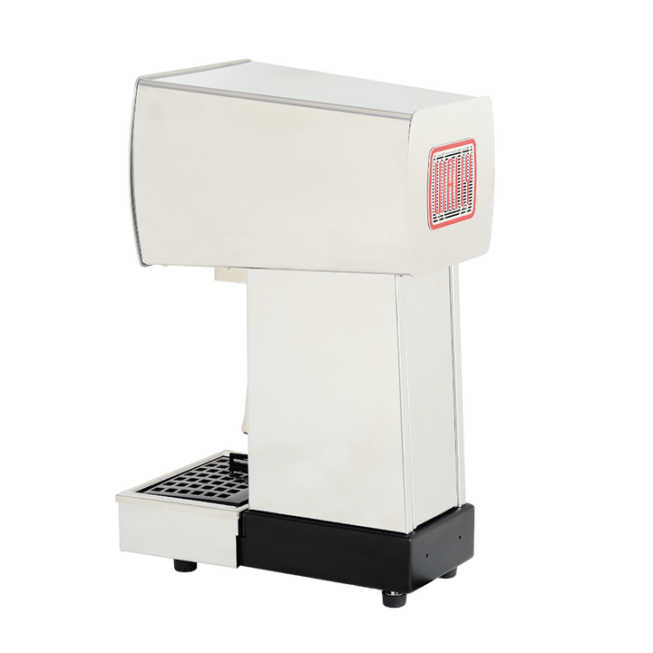 Back view of Wally Milk frother by La Marzocco – stainless steel design with integrated logo and professional café features