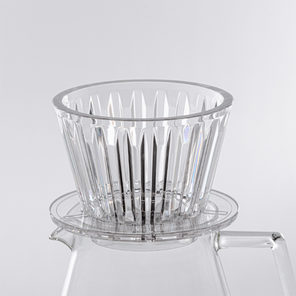 Timemore Crystal Eye B75 dripper showing ribbed base and side grooves