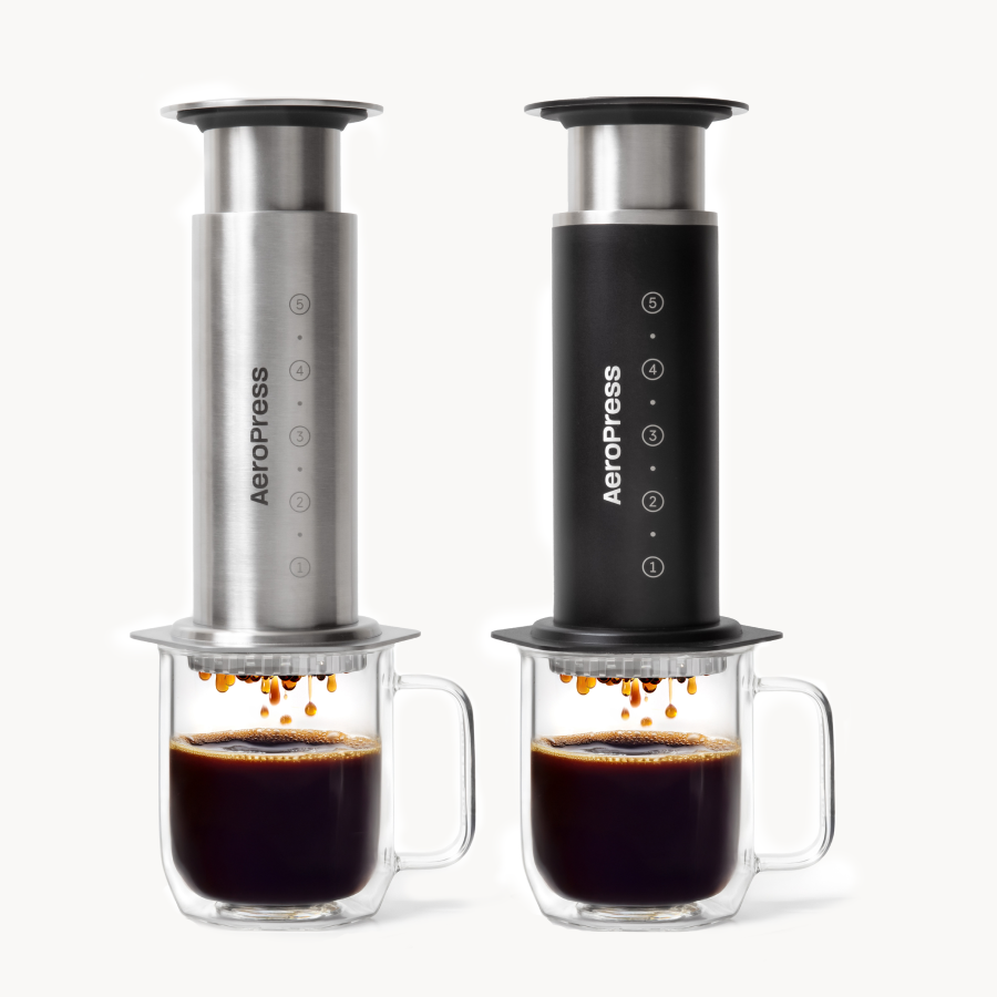 AeroPress Steel Black Stainless with stainless steel scoop and stirrer