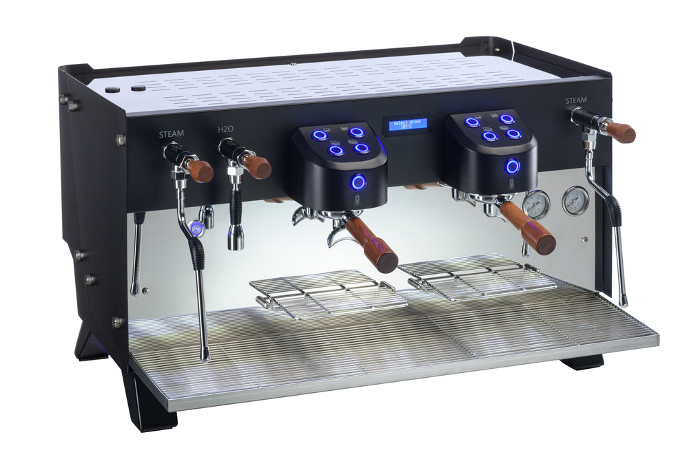 Carimali Glow espresso machine — three-quarter angle