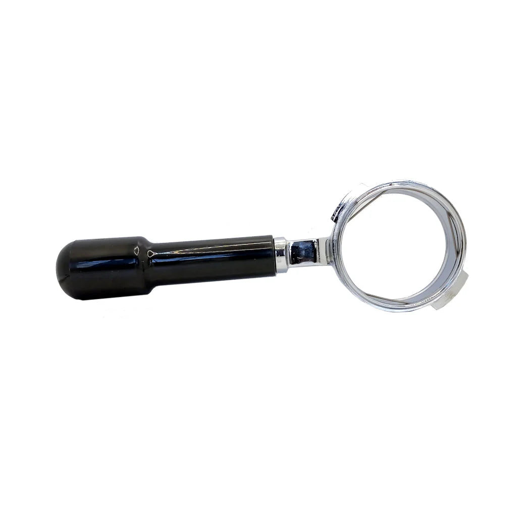 Magnifying glass with black handle on a white background